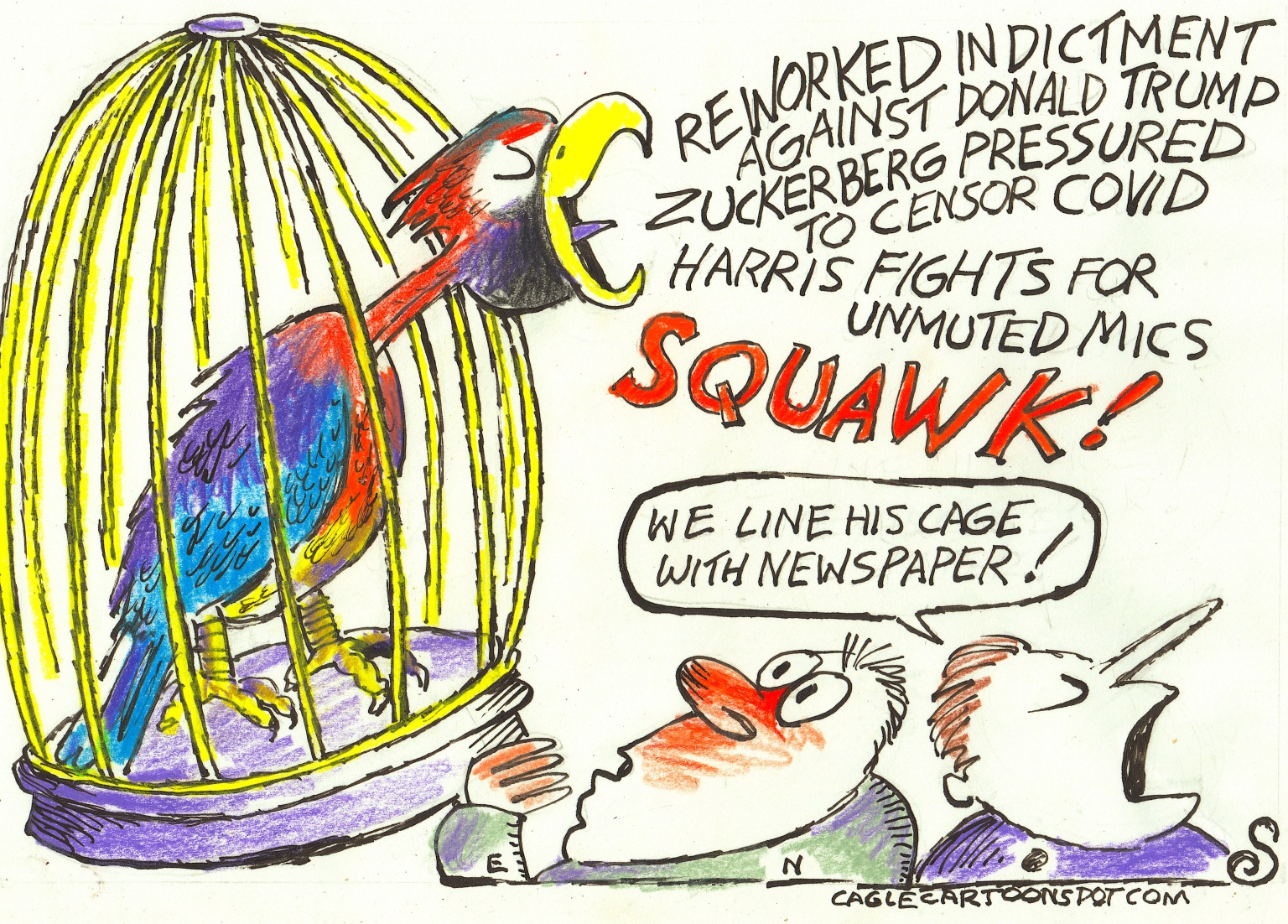 Editorial Cartoon: Parrot Reads Newspaper Cage Liners – The Independent | News Events Opinion More