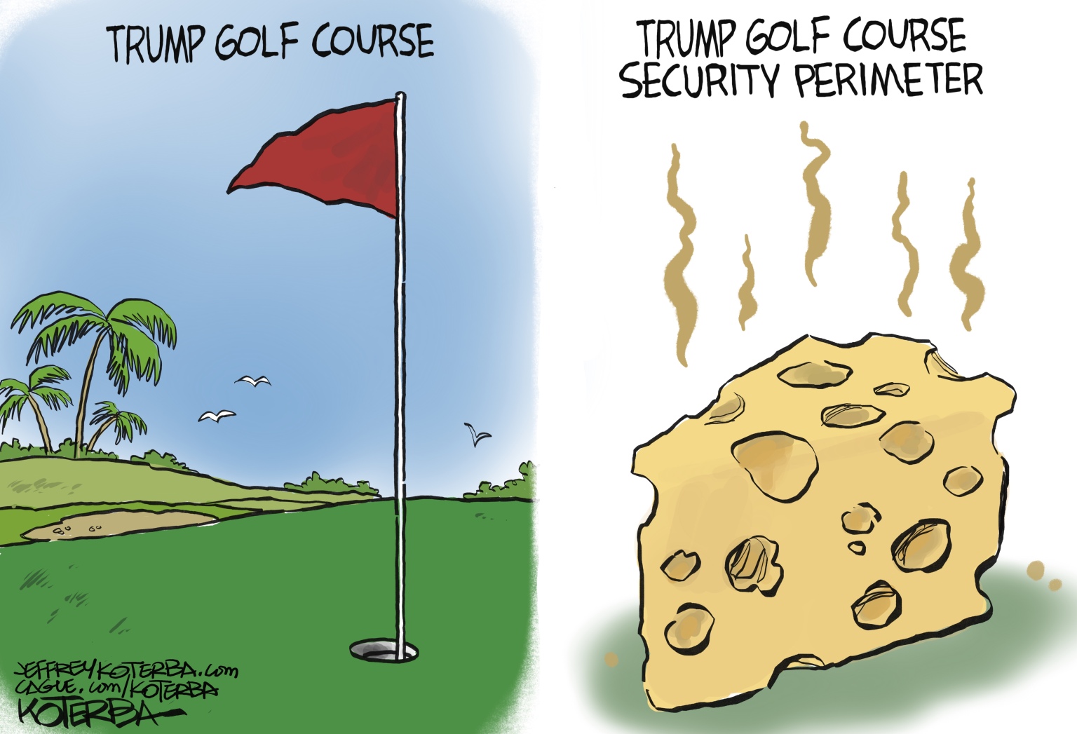 Editorial Cartoon: Security Holes At Trump Golf Course – The Independent | News Events Opinion More